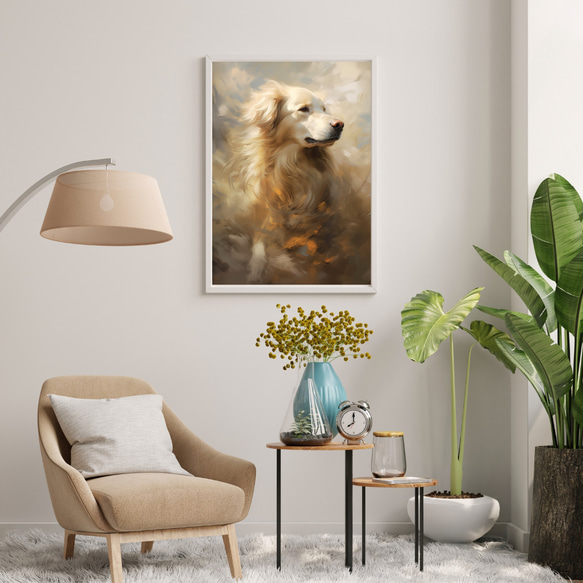 【KENSHIN (犬神) - ゴールデンレトリバー犬 No.6】風水画 アートポスター 犬の絵 犬の絵画 犬のイラスト 7枚目の画像
