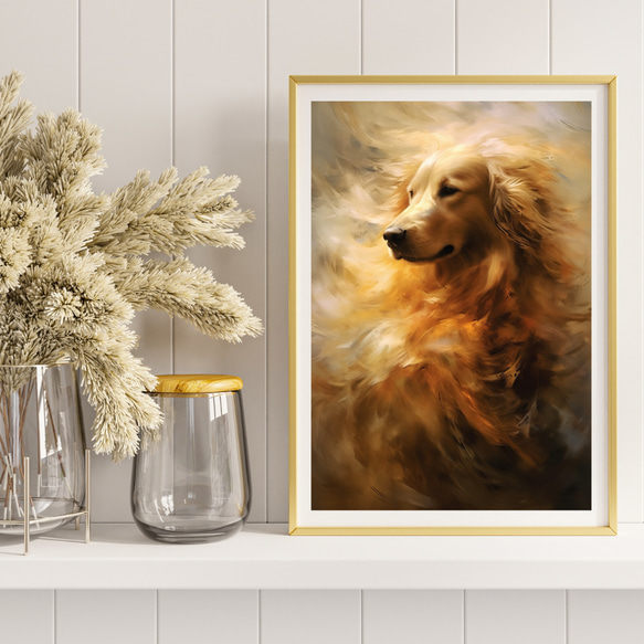 【KENSHIN (犬神) - ゴールデンレトリバー犬 No.8】風水画 アートポスター 犬の絵 犬の絵画 犬のイラスト 8枚目の画像