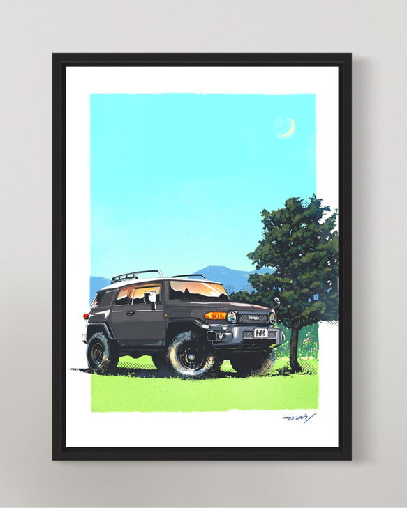 FJ クルーザー(ブラック)/ 優しい色でお部屋を彩るA3ポスター / 限定