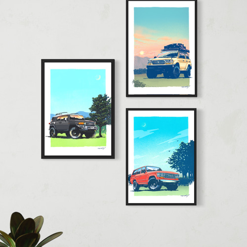 FJ クルーザー(ブラック)/ 優しい色でお部屋を彩るA3ポスター / 限定