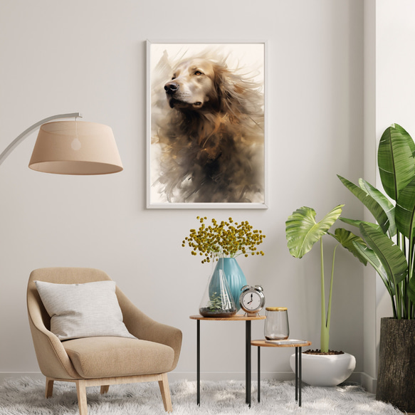 【KENSHIN (犬神) - ゴールデンレトリバー犬 No.9】風水画 アートポスター 犬の絵 犬の絵画 犬のイラスト 7枚目の画像