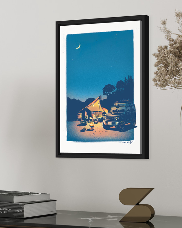 ジムニーキャンプ/ 優しい色でお部屋を彩るA3ポスター / 限定 10枚　北欧　キャンプ　オシャレ インテリア 2枚目の画像