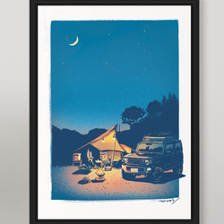 ジムニーキャンプ/ 優しい色でお部屋を彩るA3ポスター / 限定 10枚　北欧　キャンプ　オシャレ インテリア 1枚目の画像