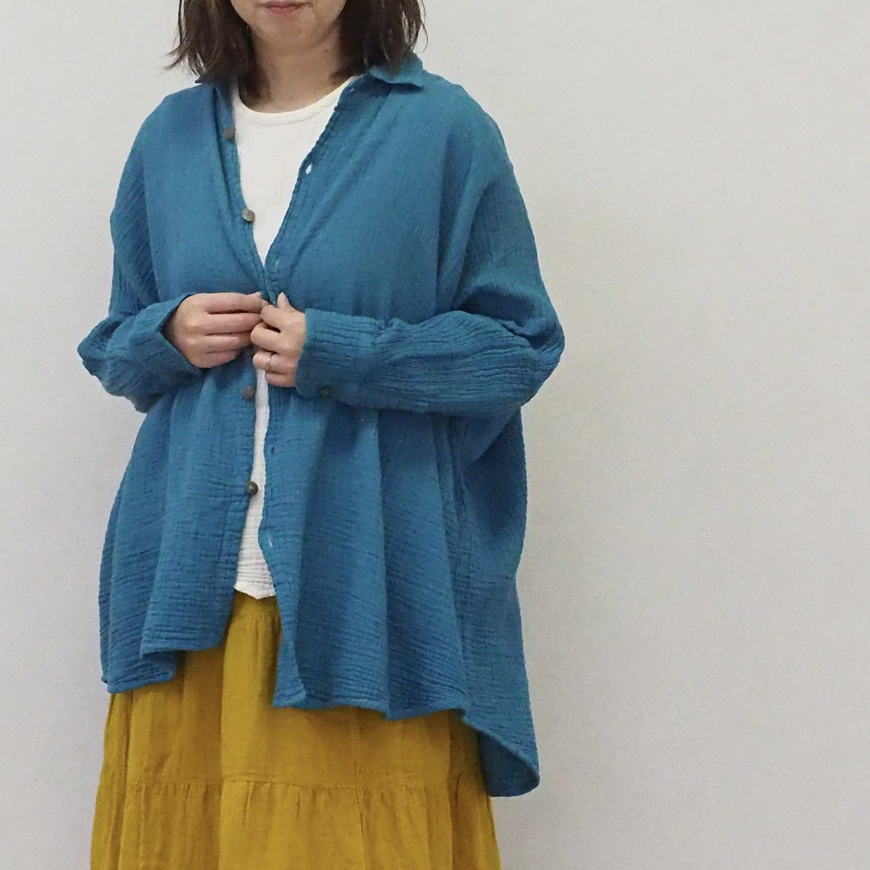 シャツ ドルマン ダブルガーゼ コットン 綿 無地 カラー 男女兼用 ユニセックス レディース　メンズ　柔らかい　羽織