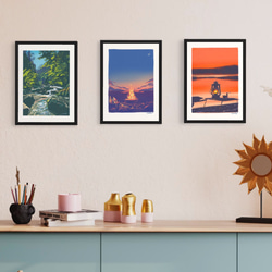 夕陽に染まるオイルランタン/ 優しい色でお部屋を彩るA3ポスター / 限定 10枚　北欧　キャンプ　オシャレ インテリア 4枚目の画像