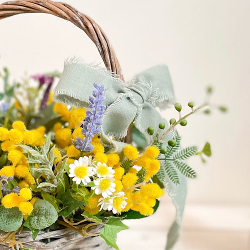 2024 *✲° 春を告げる♥幸せの花ミモザ♥ナチュラルスワッグ *✲° 玄関