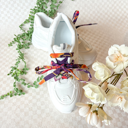 和風♪豪華絢爛な靴紐＜菫＞華やかな花と毬の大柄紫金彩☆130cm☆ 3枚目の画像