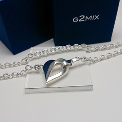 【G2MIX】Silver925 ハーフオープン ハートネックレス 2枚目の画像