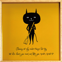 【額付き】 北欧　ネコ　猫　絵　絵画　アート　ポスター　黒猫　イラスト　グッズ　猫モチーフ　雑貨「ねこのひげ　0070」 6枚目の画像