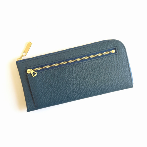 本革スリム長財布◇プチハートシャンパンゴールド(シャドーネイビー