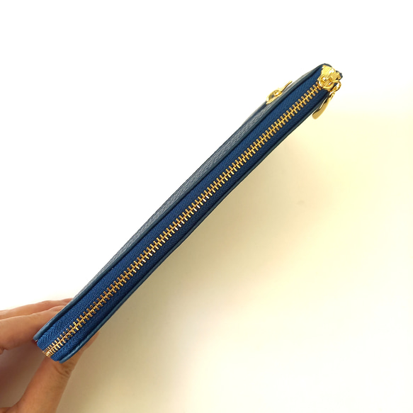 本革スリム長財布◆クチビルレッド(シャドーネイビー)高級皮革◆軽量でたくさん入るL字長財布♪ 6枚目の画像