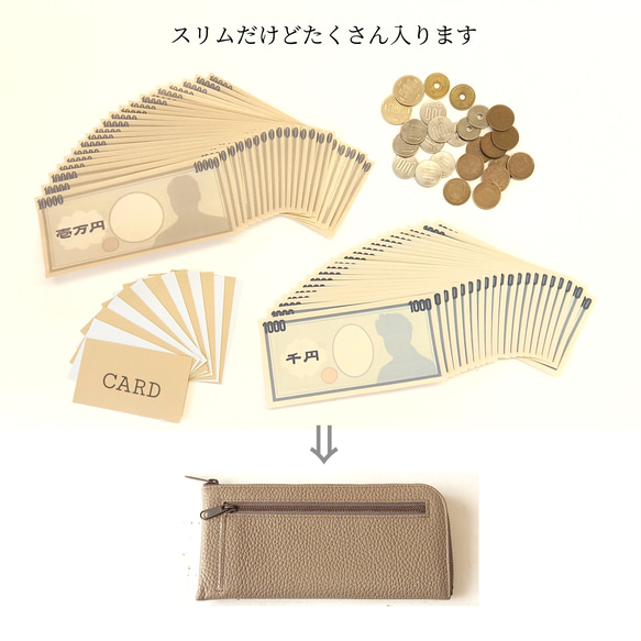 本革スリム長財布◆クチビルレッド(シャドーネイビー)高級皮革◆軽量でたくさん入るL字長財布♪ 12枚目の画像