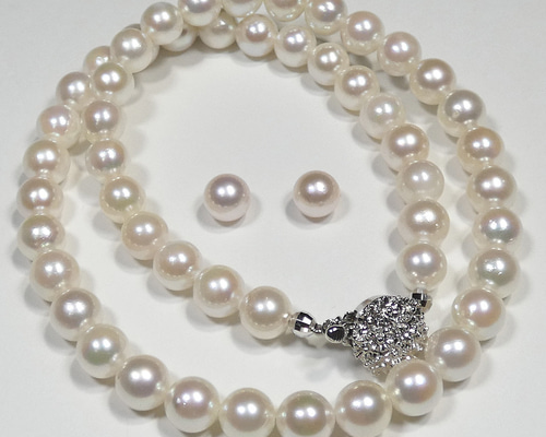 アコヤ本真珠ネックレス ホワイトピンク系 7.0-7.5mmパールネックレス  