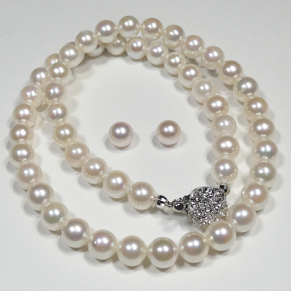アコヤ本真珠ネックレス ホワイトピンク系 7.0-7.5mmパール  