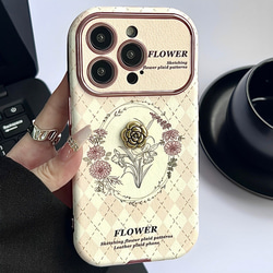 iPhoneケース　ストラップ　花　椿　高級感　韓国スタイル　スマホケース・多機種対応 2枚目の画像