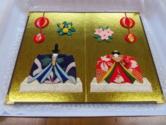 押し絵のひな飾り【金屏風】 2枚目の画像