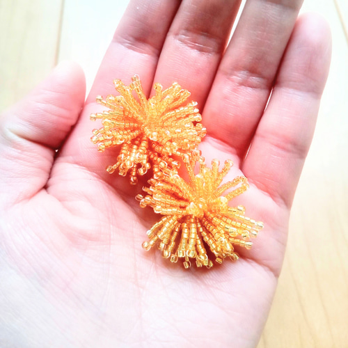 蒲公英 たんぽぽ・金 ～Dandelion～ ビーズ イヤリング ピアス