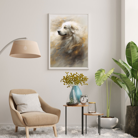 【KENSHIN (犬神) - グレートピレニーズ犬 No.3】風水画 アートポスター 犬の絵 犬の絵画 犬のイラスト 7枚目の画像