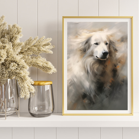 【KENSHIN (犬神) - グレートピレニーズ犬 No.4】風水画 アートポスター 犬の絵 犬の絵画 犬のイラスト 8枚目の画像