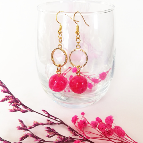 レジン ハンドメイド フラワー 揺れる ピアス イヤリング