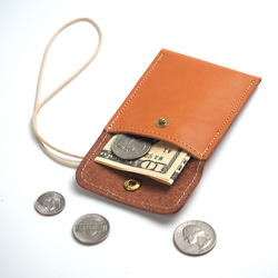 護身符盒（米色/黑色）牛皮【還可容納卡片、硬幣和鑰匙】 第7張的照片