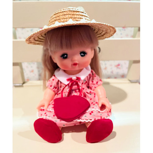 メルちゃん春色ワンピース 水色チェック生地＆シフォン おもちゃ