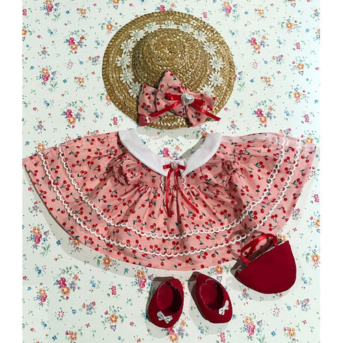 メルちゃん服 さくらんぼがいっぱいの可愛いワンピース おもちゃ・人形