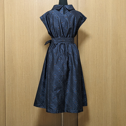 特価！着物リメイク♪ 大島紬パッチ　ワンピース　MーL 裏地付き♪ 重ね着 特価！着物リメイク♪ 大島紬パッチ ワンピース MーL 裏地付き