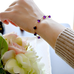 愛的實現愛情守護石深紫色紫水晶手鍊帶調節器二月生日石 第1張的照片