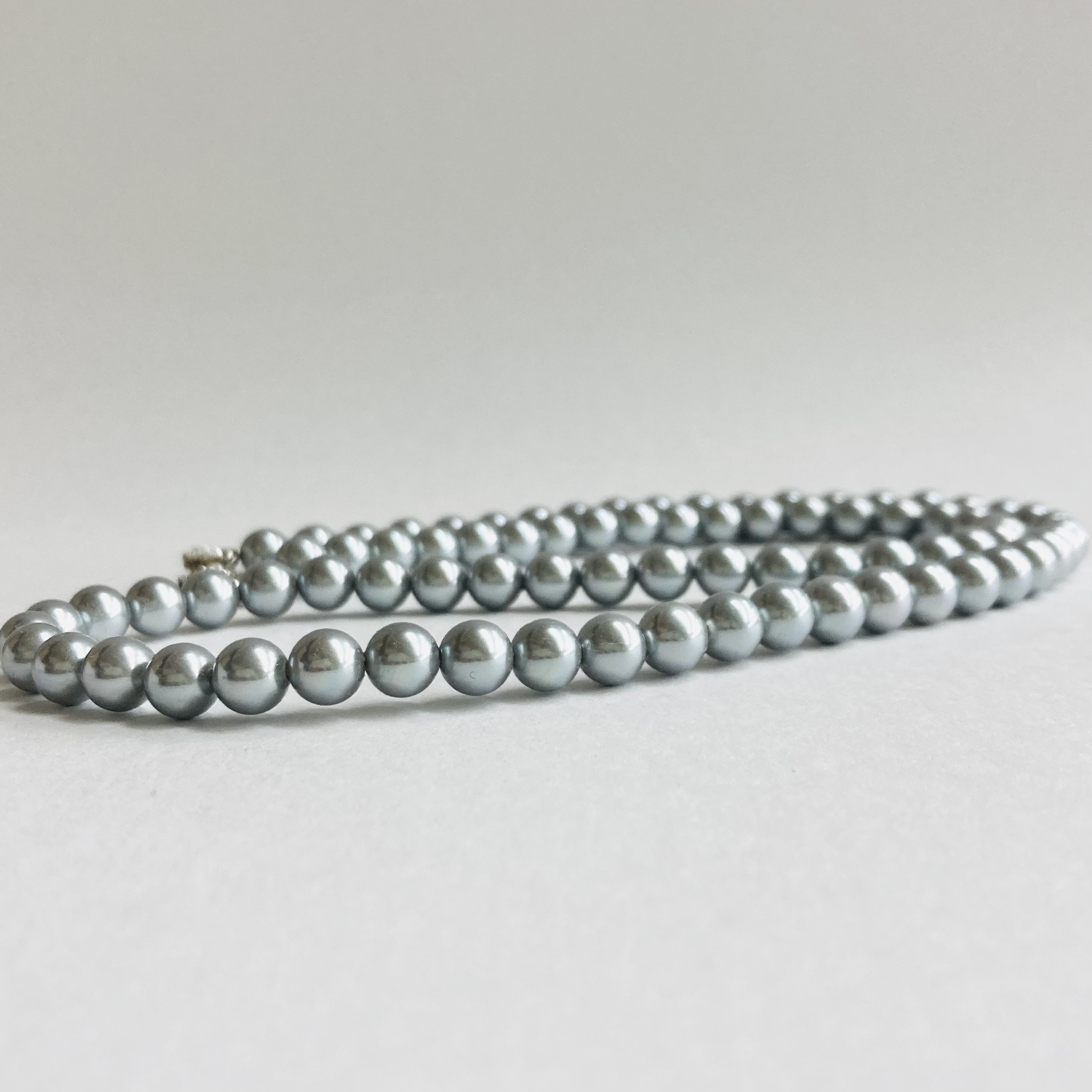 【再販】貝磨きパールマチネーネックレス/約7mm約60cm/グレー/R/made in japan