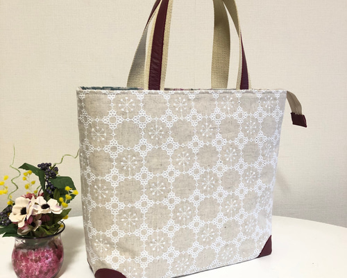 あおりトートバック 少し大き目 リネン トートバッグ tumugi 通販  