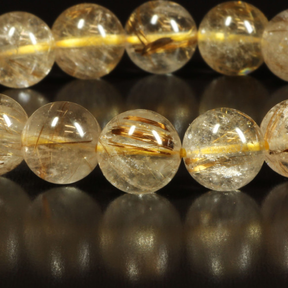 【お試し価格】１０ミリ 一点物 ゴールドルチル（タイガールチル） ブレスレット ２８ｇ ＯＲ２３ 金針水晶 お守り効果 13枚目の画像