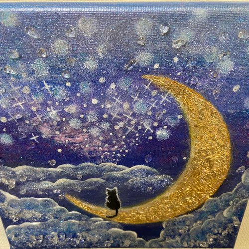 特別価格☆【原画】『夏の終わりの使者』（黒猫 金魚 絵画