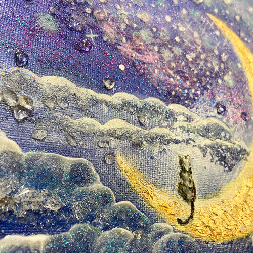 黒猫と三日月夜 絵画 vega 通販 17315954｜Creema(クリーマ