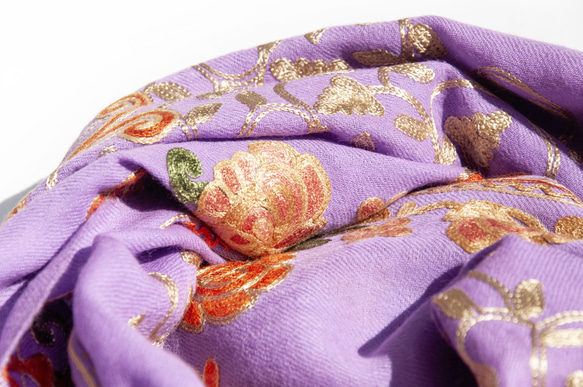 カシミア カシミア/カシミア スカーフ/ピュア ウール スカーフ ショール/リング ベルベット ショール 刺繍入り フラワー メ 15枚目の画像