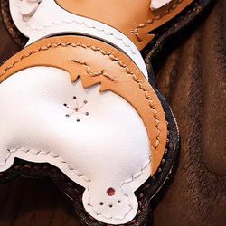 Handmade ファッション可愛い本革犬コーギー　バッグチャーム　キーリング 3枚目の画像