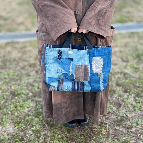 古布　ハンドメイド　パッチワーク　バッグ 楽天市場】【古布手提げバッグ】作家一点物 軽量 襤褸 BORO
