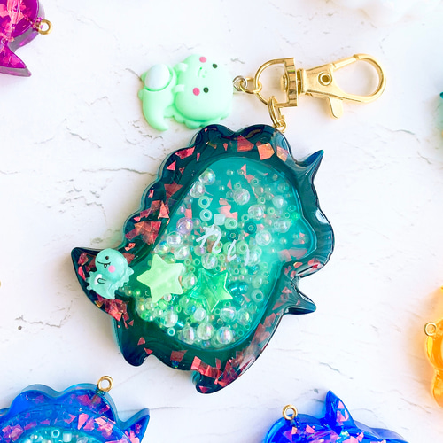 恐竜 シャカシャカキーホルダー シェイカーキーホルダー 推しカラー