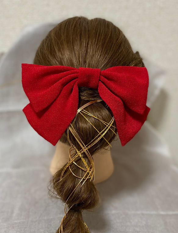 髪飾り リボン ヘアアクセサリー 卒業式 卒業袴 浴衣 赤 和装 ハーフ