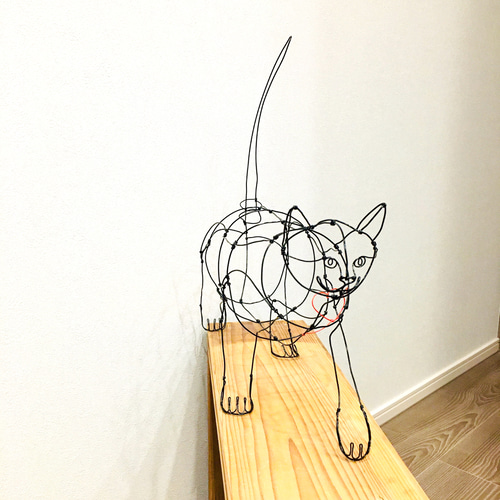 受注制作、オーダー】ワイヤークラフト ワイヤーアート ねこ 猫