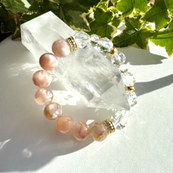 天然石ブレスレット 桜瑪瑙、水晶、トパーズ 3枚目の画像