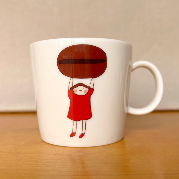 マグカップ - コーヒー豆と女の子 2枚目の画像