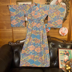 着物 洗える 化繊 ワンピース ドレス ハンドメイド リメイク 名古屋帯サッシュベルト   KW-261 8枚目の画像