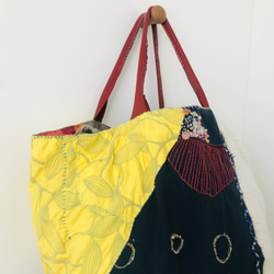 Bag   手縫いのバッグ　  一点もの　布製　スローファッション　ハンドメイド　1953 7枚目の画像