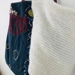 Bag   手縫いのバッグ　  一点もの　布製　スローファッション　ハンドメイド　1953 10枚目の画像