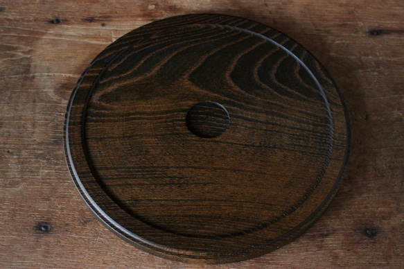 wooden round tray 27,5cm ケヤキの丸盆 2枚目の画像