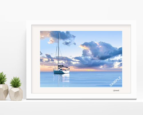 大判絵画□追い風□カラーリトグラフ□海ヨットエムベーズ 2025