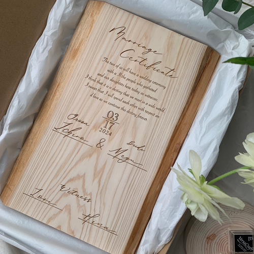 無垢板の結婚証明書／天然木／オーダーメイド／木の結婚証明書 その他  