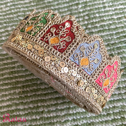 ハンドメイド　ハット　インドのチロリアンテープ 使用　金糸　光沢　ゴータ刺繍 9枚目の画像