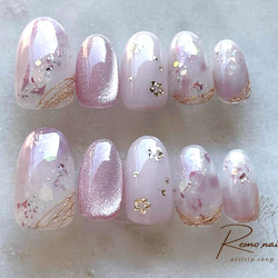 N647 既成ネイルチップ24枚 赤 ロング テラコッタ マット ラメ ギャル